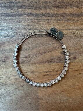 Alex and Ani Rose Gold Hexagon Crystal Bead Expandable Bangle